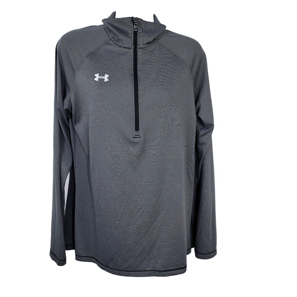 Under Armour Womens Shirt Small Loose HeatGear 1/4 Zip Pullover Striped 1276211